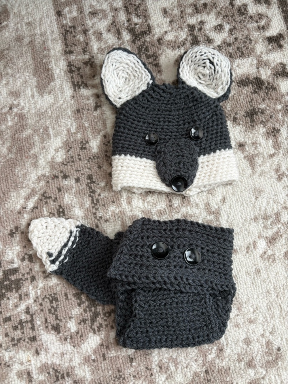 Newborn fox hat with diaper cover